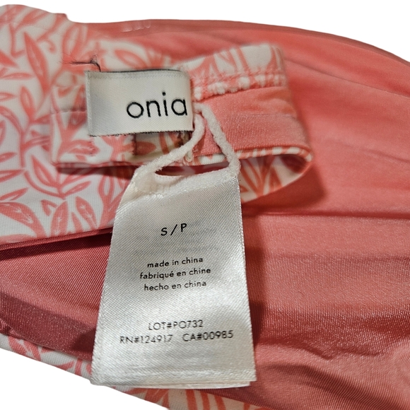 Onia Genevieve Bikini Top, White/Pink Micro Leaves, Small - Picture 12 of 16